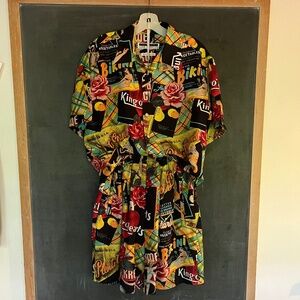 Camp Shirt and Shorts Set, Anne Pinkerton Vintage Silk Conversation Print